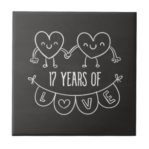Azulejo De Cerâmica Corações Gift Chalk do 17.º Aniversário