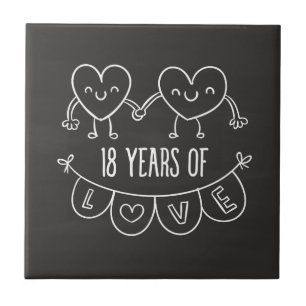 Azulejo De Cerâmica Corações Gift Chalk do 18º aniversário