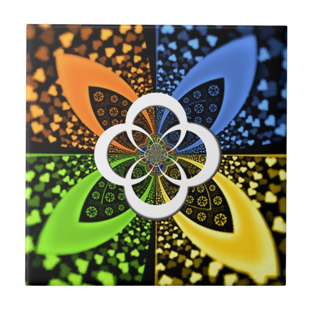 Azulejo De Cerâmica Corações Iridescentes, Abstrato de Bolinhas (Frente)