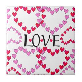 Azulejo De Cerâmica Corações Pequenos Rosa Vermelho AMOR