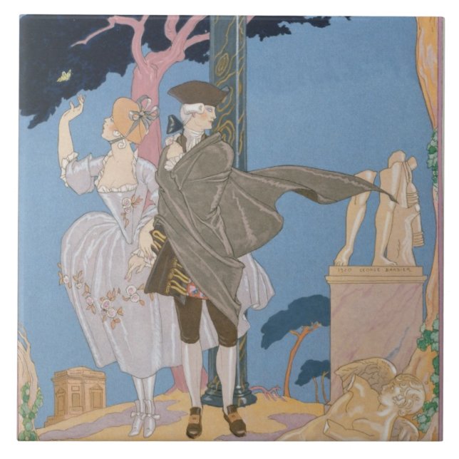 Azulejo De Cerâmica Corações quebrados, estátuas quebradas, ilustração (Frente)