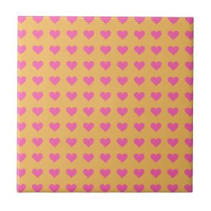 Azulejo De Cerâmica Corações Rosa Simétricos Na Cera De Bescera.Tan