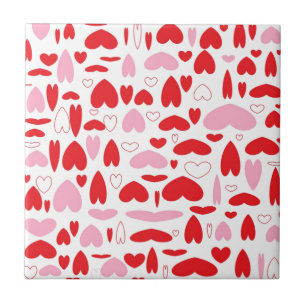 Azulejo De Cerâmica Corações Vermelho E Rosa