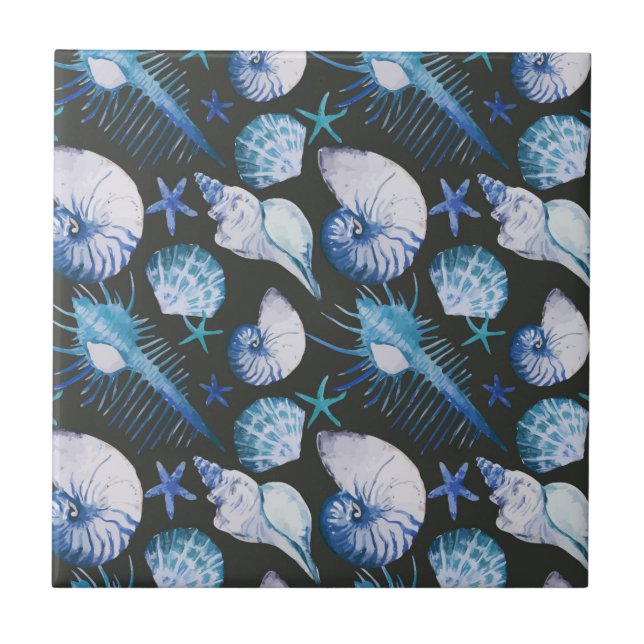 Azulejo De Cerâmica Corais com Padrão de Conchas (Frente)