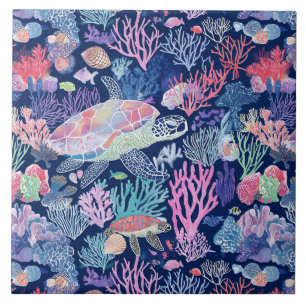 Azulejo De Cerâmica Corais de tartarugas quentes