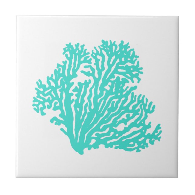Azulejo De Cerâmica Coral Costeiro Turquesa (Frente)