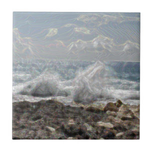 Azulejo De Cerâmica Coral e Ondas