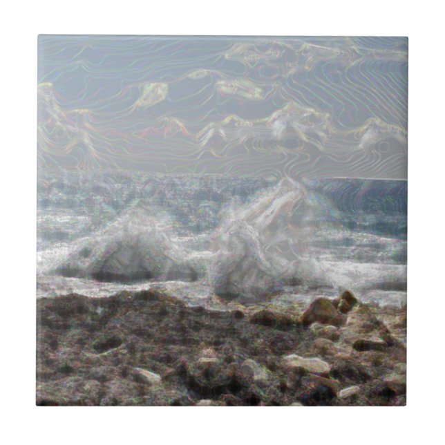 Azulejo De Cerâmica Coral e ondas (Frente)