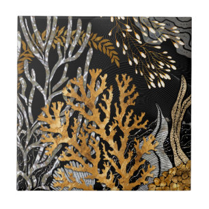 Azulejo De Cerâmica Coral Reef - Sinfonia Dourada e Pérola