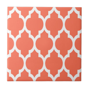Azulejo De Cerâmica Coral White Quatrefoil Marrocos Padrão #4