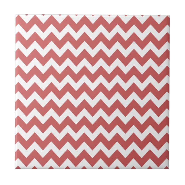 Azulejo De Cerâmica Coral Zigzag Chevron Stripes (Frente)