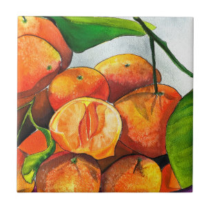 Azulejo De Cerâmica Corante laranja-tangerina fruta