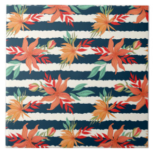 Azulejo De Cerâmica Corantes Brilhantes De Padrão Floral Tropical
