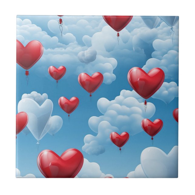 Azulejo De Cerâmica Corazones en cielo (Frente)