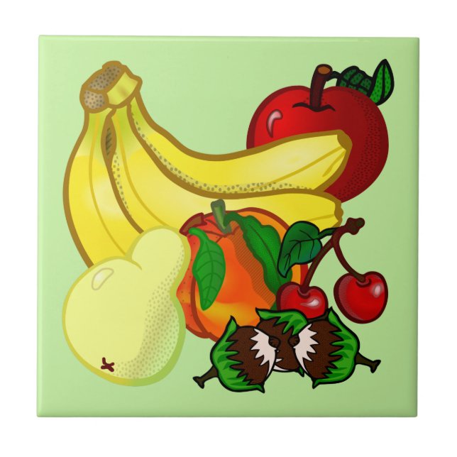 Azulejo De Cerâmica Cores Brilhantes da Fruta, Cozinha Maravilhosa (Frente)