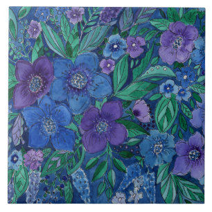 Azulejo De Cerâmica Cores de água, jardim de flores