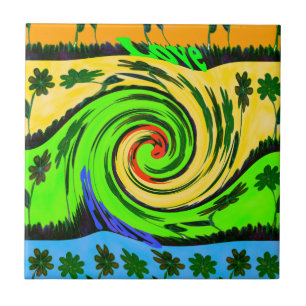 Azulejo De Cerâmica Cores De Ondas De Amor.