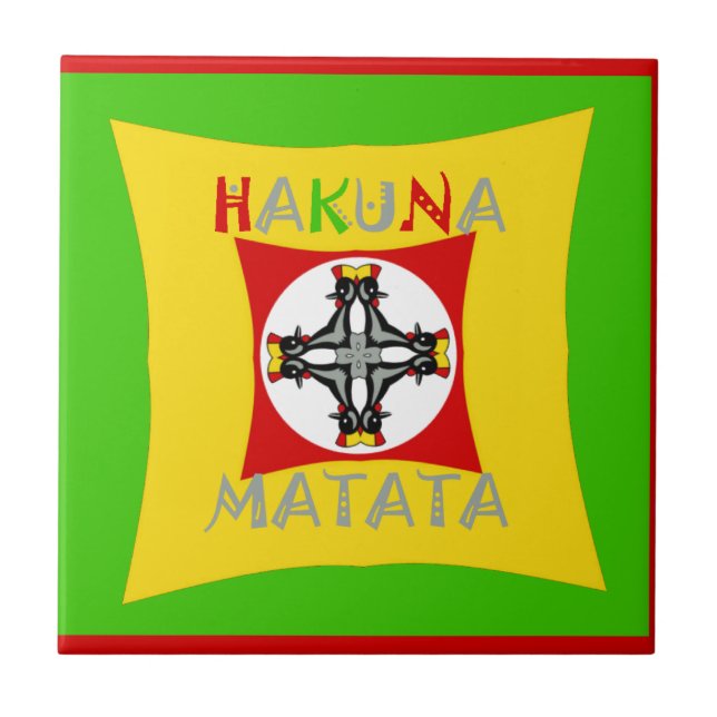 Azulejo De Cerâmica Cores de rasta divertida de Hakuna Matata: Vibrant (Frente)