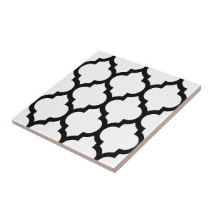 Azulejo De Cerâmica Cores DIY Padrão Quatrefoil Marroquino #5 LG Preto