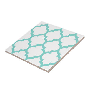 Azulejo De Cerâmica Cores DIY Padrão Quatrefoil Marroquino #5 LG Turq