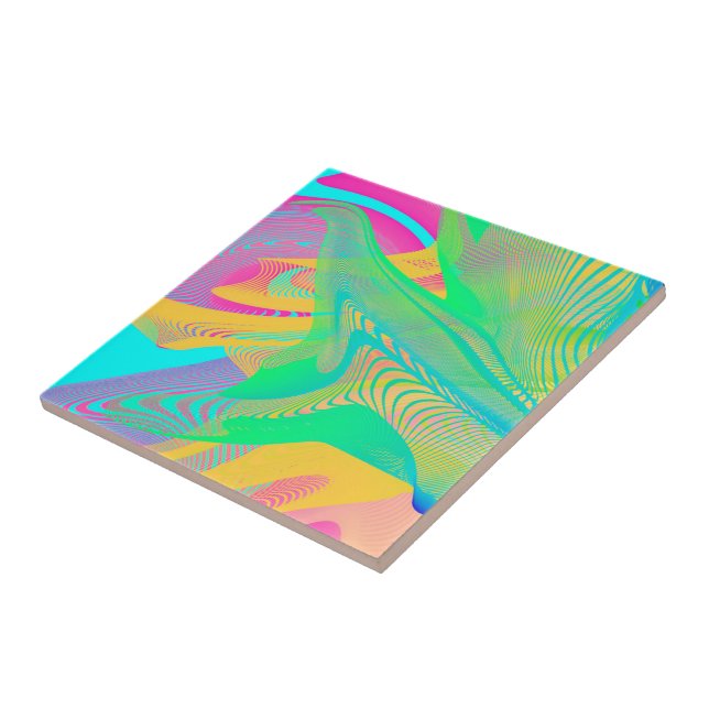 Azulejo De Cerâmica CORES FLUO - Arte Fractal - (Lateral)