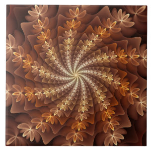 Azulejo De Cerâmica Cores Quentes, Padrão de Arte Fractal Moderna Trip