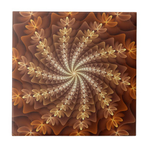 Azulejo De Cerâmica Cores Quentes, Padrão de Arte Fractal Moderna Trip