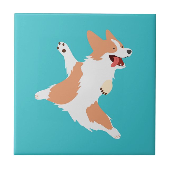 Azulejo De Cerâmica Corgi Brincalhão (Frente)
