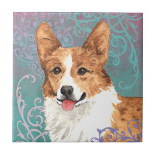 Azulejo De Cerâmica Corgi elegante de Galês do Pembroke