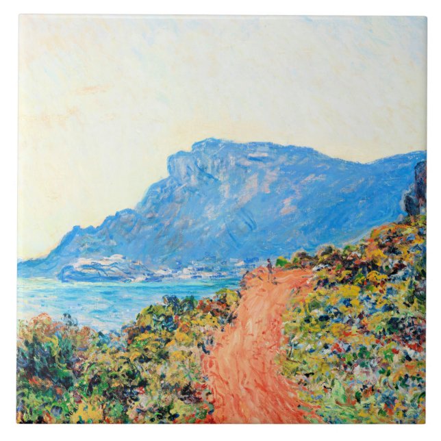 Azulejo De Cerâmica Corniche perto de Mônaco, por Claude Monet (Frente)