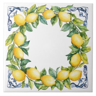 Azulejo De Cerâmica Coroa de Limão Amarelo Mediterrâneo Rústico Toscan