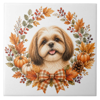 Azulejo De Cerâmica Coroa de Outono do Shih Tzu