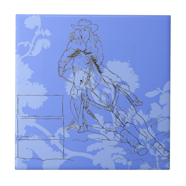 Azulejo De Cerâmica Corrente de barril azul (Frente)