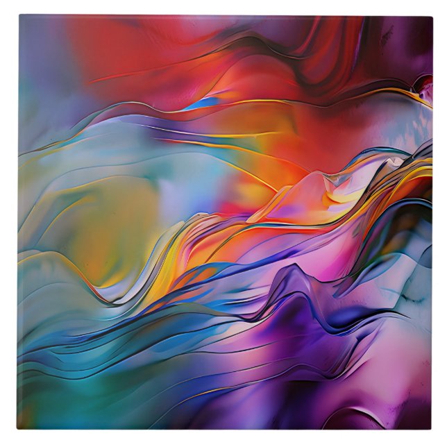 Azulejo De Cerâmica "Correntes cromáticas" Abstrato Contemporâneo (Frente)