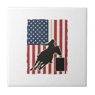 Azulejo De Cerâmica Corrida de Barril Bandeira Americana Design Vetori