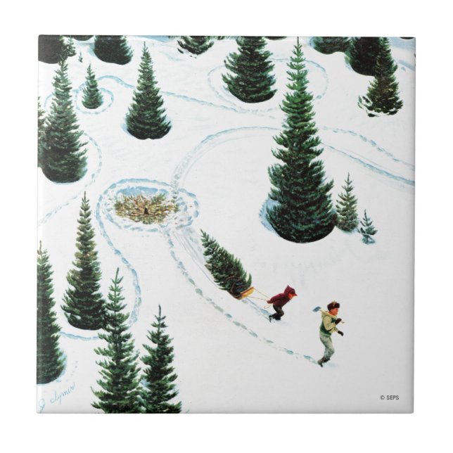 Azulejo De Cerâmica Cortando a árvore (Frente)