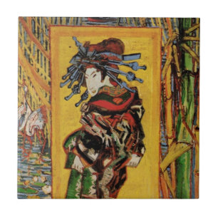 Azulejo De Cerâmica Cortesã Japonesa Oiran por Vincent van Gogh