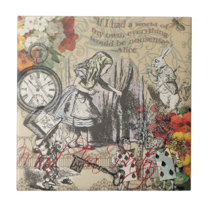 Azulejo De Cerâmica Cortina Clássica das Aventuras de Alice no País da