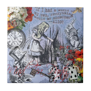 Azulejo De Cerâmica Cortina de nonsense da Alice no país das maravilha