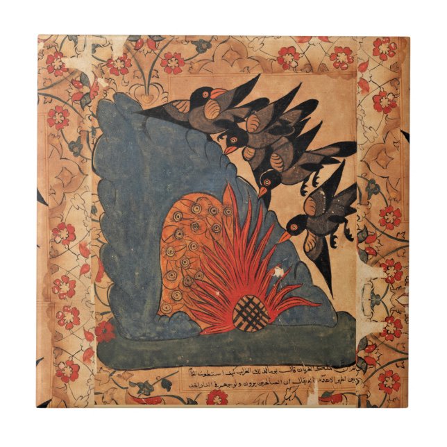 Azulejo De Cerâmica Coruja Coruja Renascença Indiana (Frente)