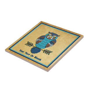 Azulejo De Cerâmica Coruja de Arte Folk Nórdica