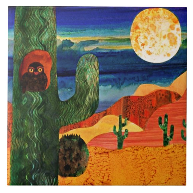 Azulejo De Cerâmica Coruja do Deserto  (Frente)