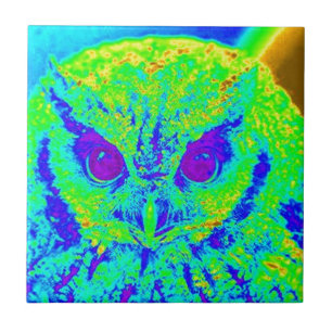 Azulejo De Cerâmica coruja fluorescente