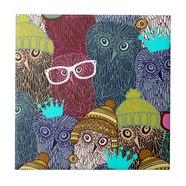 Azulejo De Cerâmica Coruja na coroa (Frente)