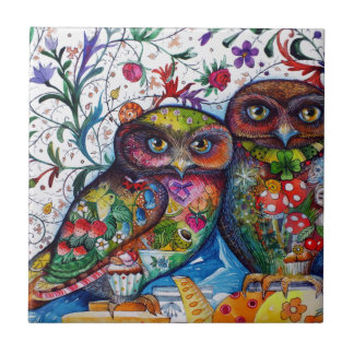 Azulejo De Cerâmica Corujas medievais 1