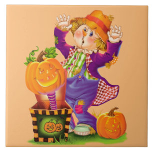 Azulejo De Cerâmica Corvo Assustador de Halloween