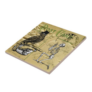 Azulejo De Cerâmica Corvo e esqueleto