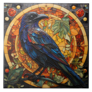 Azulejo De Cerâmica Corvo no Outono, Vitral