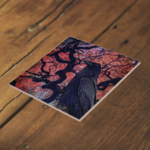 Azulejo De Cerâmica Corvo Preto e Bordo Japonês Retorcido
