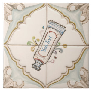 Azulejo De Cerâmica Cosméticos de Texto Personalizado Tubo Banheiro En